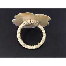 Handcrafted Napkin Rings in Natural Capiz Pearl Shell - Set of 6 | Chairish
