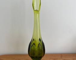 Vintage Viking Swung Vase Epic 6 Petal Avocado Green Glass Mid Century Modern 15.5 Inches Retro Boho - Etsy