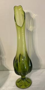 Vintage Viking 18” Swung Vase Epic 6 Petal Avocado Green Glass Mid Century Mod | eBay