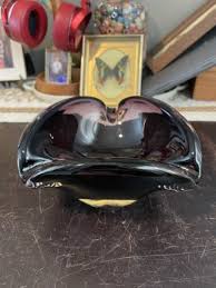 Vintage Amethyst Thick Glass Ashtray Murano Style Trinket ...