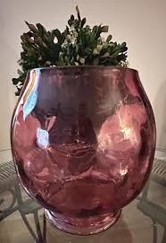 Vintage Pilgrim Art Glass Hand Blown Bubble Texture Cranberry Open 7" Footed Ball Vase - Etsy