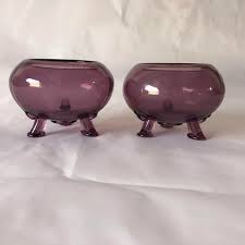Vintage Viking Glass Co. Amethyst Flower Bowls S/2 | Chairish