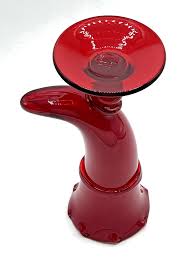 Artisan Blown RED Cased Art Glass "Horn of Plenty" Cornucopia Vase, Vintage | eBay