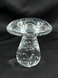 Vintage Mushroom Paperweight Clear Art Glass with Controlled ...