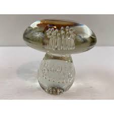 Set of 2 Snail and Mushroom Vintage Art Glass Paperweights ...