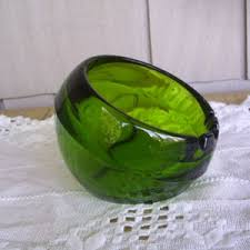 Vintage MCM Green Viking Glass Orb Ball Slant Ashtray, MCM Glass Tobacciana - Etsy