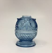 Wilkerson Glass Cornflower Blue UV Pink Glow Owl Fairy Lamp ...