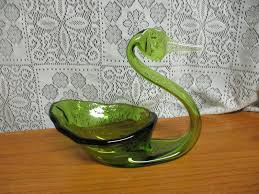 Viking Glass - Vintage Green Glass Swan - Hand Blown Art ...
