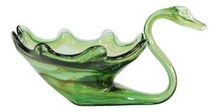 Vintage Glass Swan Candy Dish | Chairish