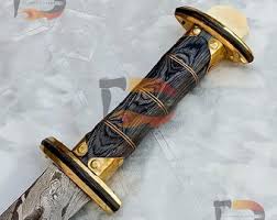 Handcrafted Damascus Steel Viiking Sword With Leather Sheath ...