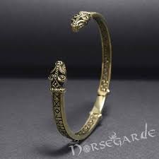Handcrafted Runic Serpent Torc Bracelet - Bronze