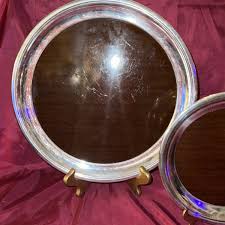 2 VTG CRESCENT SILVER PLATE MID CENTURY FORMICA WOOD FINISH ...