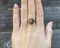 Vintage Solid 10k Yellow Gold Onyx 1954 Class Ring - Size 6.25 - Quality Fine Estate Jewelry - Real Genuine Gold - Etsy