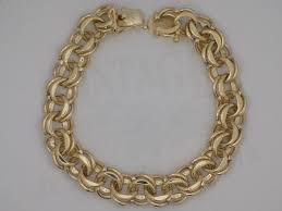 Yellow gold bismarck link estate bracelet — Vintage Jewelers & Gifts, LLC.
