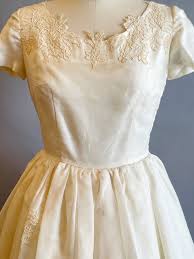 1950's Ivory Wedding Dress/ Silk Organdy Wedding Gown / 50's ...