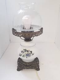 Vintage Hurricane Parlor Table Lamp Accurate Casting Blue Roses, Replacement | eBay