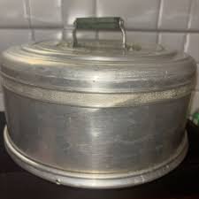 vintage aluminum Cake Carrier Enduro Brand In Green Wood Handle | eBay