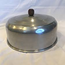Vintage Cake Cover 10 inch Aluminum Metal with Wood Handle ...