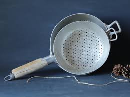 French Vintage Aluminium Colanders With Wood Handles, 1930s Rustic Metal Strainers - Etsy