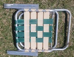 Vintage Aluminum Webbed Folding Lawn Chair - Green And Tan ...