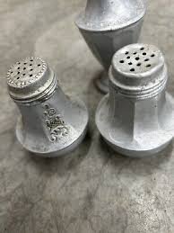 Vintage aluminum salt and pepper shaker shakers lot toothpick holder | eBay