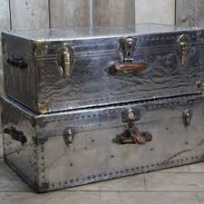 Pair of Vintage Polished Aluminium Travel Trunks - Etsy