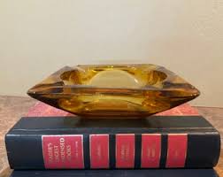 Ashtray 1970, Classic 1970's Gold Glass Square Ash Tray - Etsy