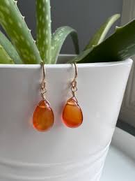 Orange Onyx Drop Earrings - Etsy