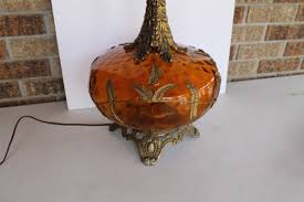 EF & EF Industries Table Lamp 3 Way Knob Control 32.5" Amber Diamond Glass 1970 | eBay