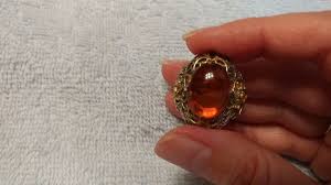 925 Beautiful Oval Amber Ring With 3 Small Citrine Stones ...