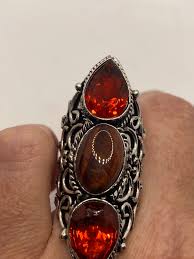 Vintage Ruby Glass Tiger Eye Ring - Etsy
