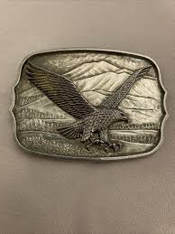 Vintage Silver Tone Eagle In Wilderness Belt Buckle Made In ...