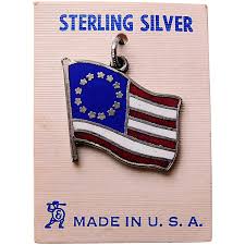 Sterling & Enamel AMERICAN FLAG 13 Star Betsy Ross Vintage ...