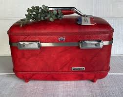 Vintage Samsonite Train Case Red Silhouette, With Tray Mirror & Key, Traveling, Weekend Travel, Make up Case, Photo Prop, Cosmetic Storage - Etsy