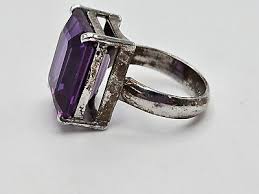 Vintage Sterling Silver Purple Glass Art Deco Style Ring Size 6 | eBay