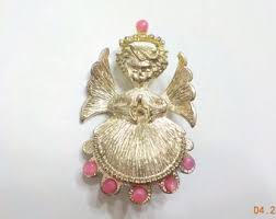 Gorgeous Silver Tone Angel Brooch (618) Pink Moonstones - Etsy
