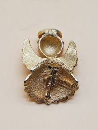 Vintage ULTRA Gold Tone Clear Rhinestone Angel Pin Brooch - Etsy