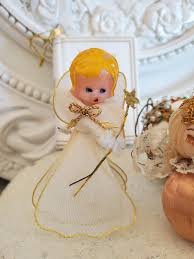 2 Pc Cotton Spun Angel Figures, Angel Ornament, Vintage ...