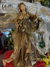 Beautiful 11" Gold & Copper Angel Christmas Tree Topper String of Bells w origbx | eBay
