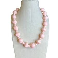 Vintage 60s Milky Baby Pink Chunky Retro Necklace | eBay
