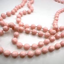 Vintage Light Pink Plastic Beaded Extra Long 72 Inch ...
