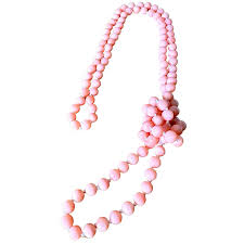Long Coral Necklace. For Sale at Ruby Lane