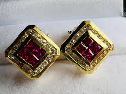 Vintage 18k Yellow Gold Invisible Set Ruby and Diamond ...