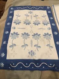 2 Vintage Blue And White Linen Tea/dish Towel | eBay