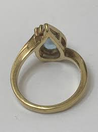 925 Yellow Sterling Silver Blue Tear Gemstone And Cz Ring ...