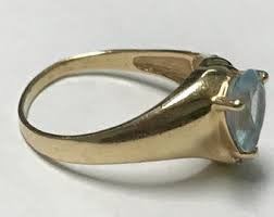 Stunning 14K Yellow Gold Pear Aquamarine and Diamond Ring ...