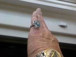 ESTATE 14 K WHITE GOLD RING, 10+ CT. BLUE TOPAZ & DIAMONDS ...