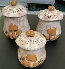Arnels ? Ceramic Canisters, Set of 3 Mushroom Design Vintage 1981 | eBay
