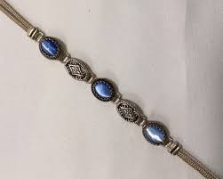 Vintage Art Deco Three Moon Stone Gemstones Sterling Silver ...