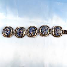 FAB Vintage Molded Large Cabochons Shades of Blue Bracelet ...